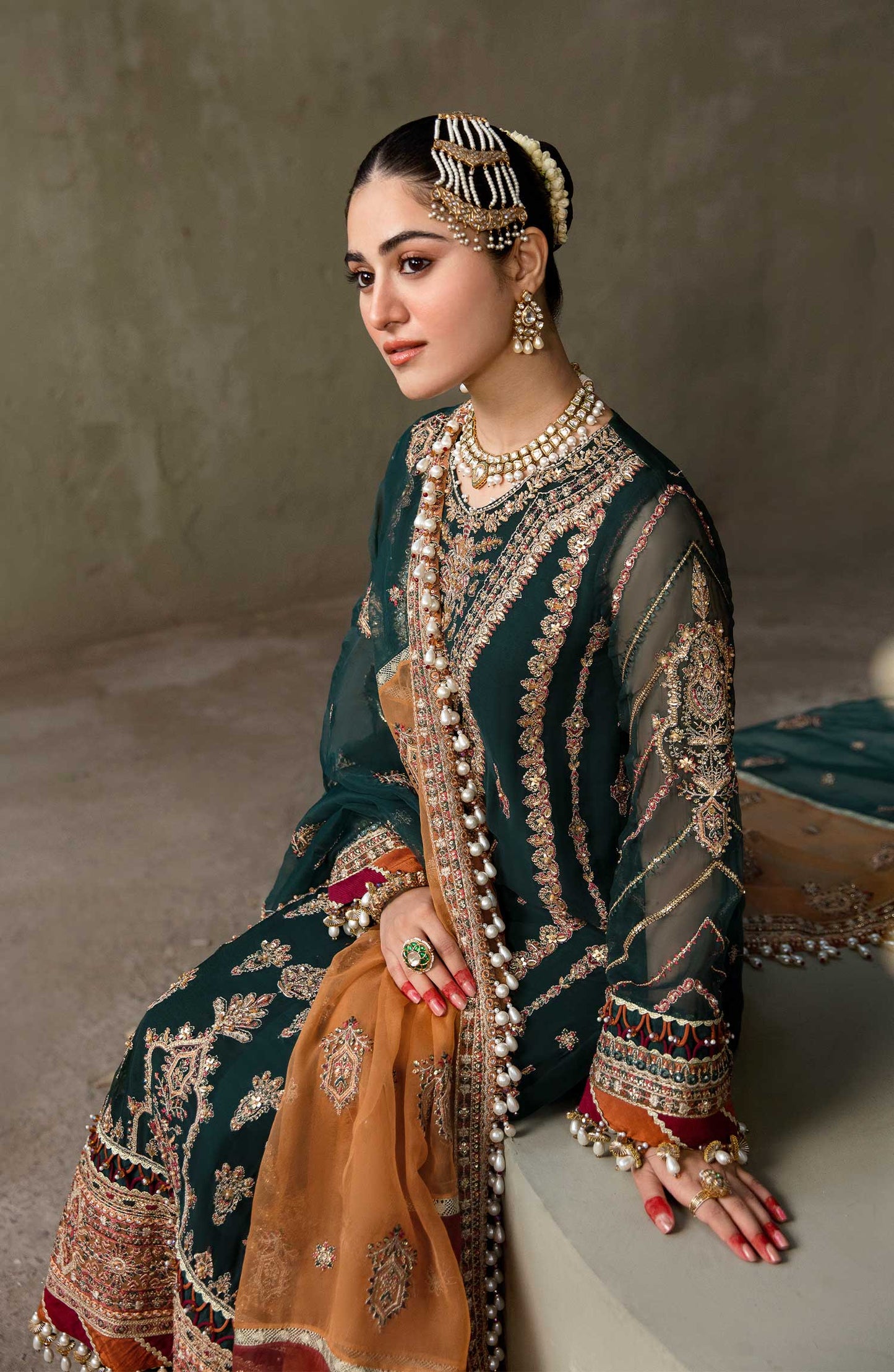 Zarin by Eleshia Embroidered Chiffon 3Pc Suit - GUL RANG