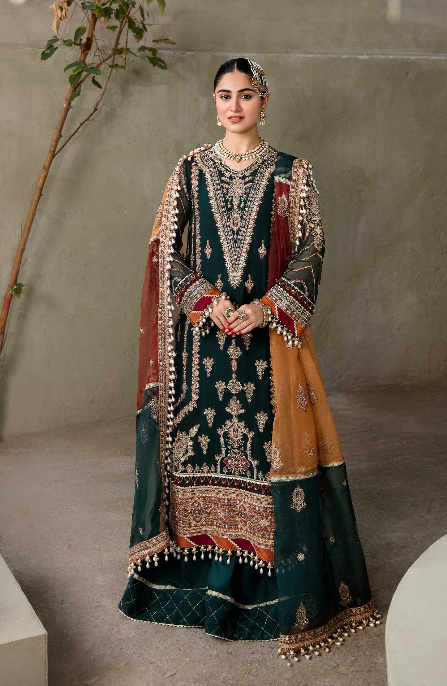 Zarin by Eleshia Embroidered Chiffon 3Pc Suit - GUL RANG