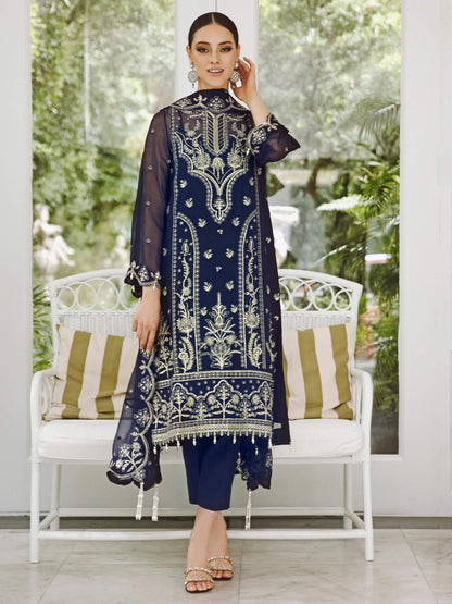 Saad Shaikh Ella Unstitched Embroidered Luxury Chiffon 3Pc Suit DSG-10