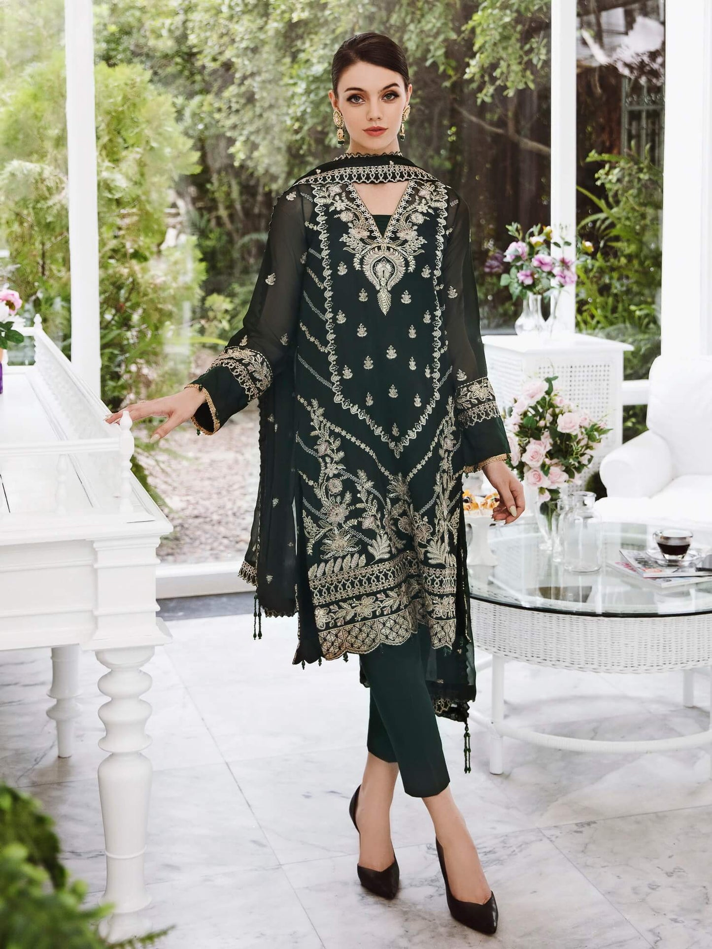 Saad Shaikh Ella Unstitched Embroidered Luxury Chiffon 3Pc Suit DSG-09