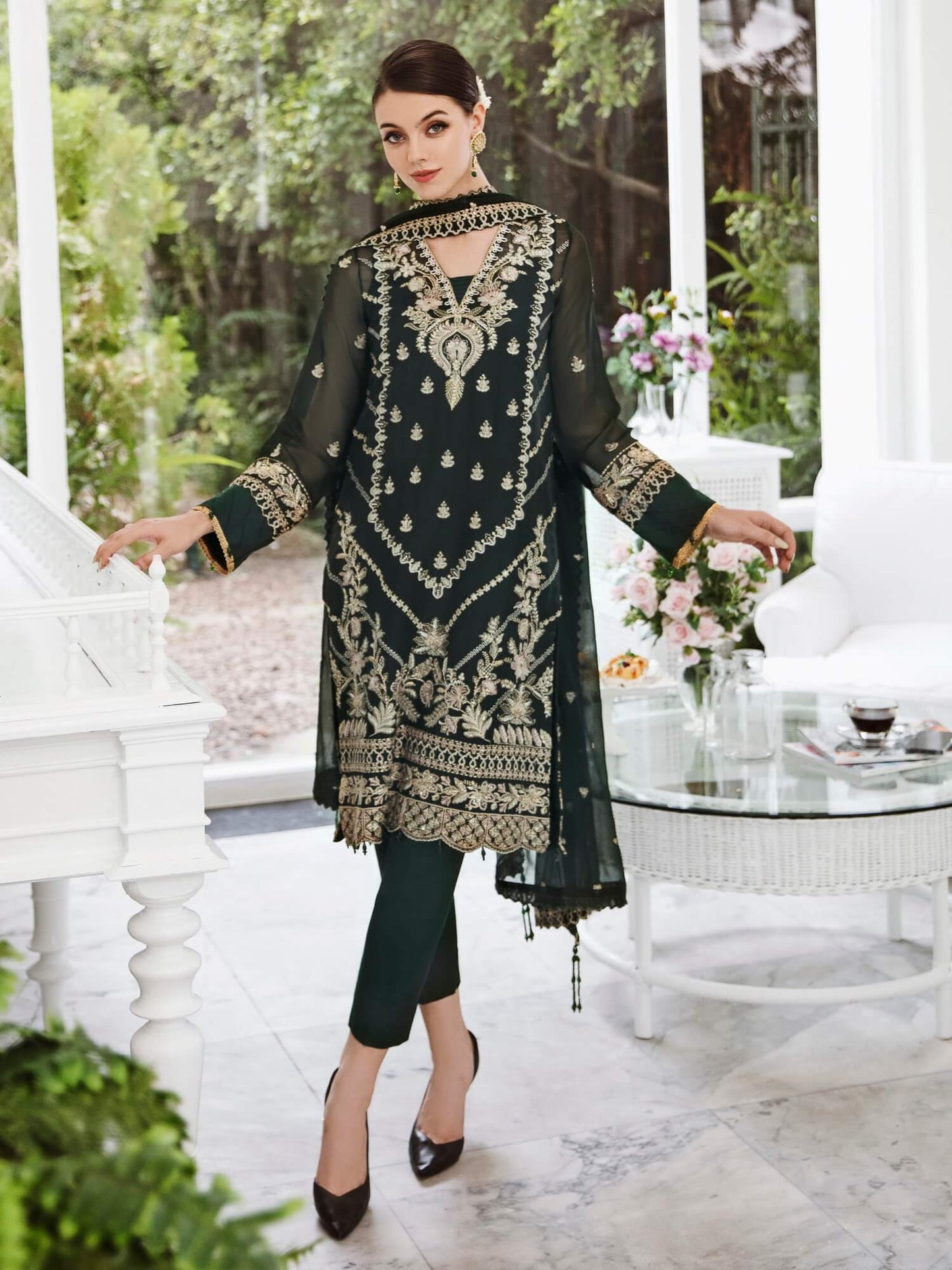 Saad Shaikh Ella Unstitched Embroidered Luxury Chiffon 3Pc Suit DSG-09