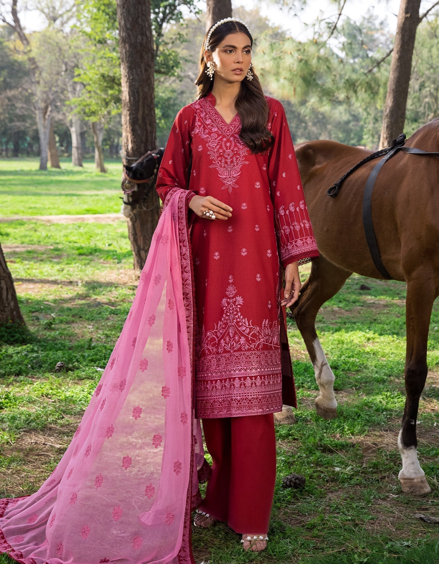 SIFA Embroidered Lawn 3Pc Suit - INTO THE ROSE