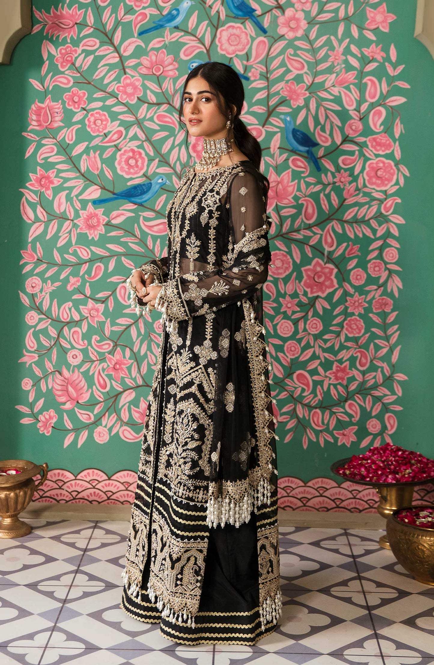 Zarin by Eleshia Unstitched Embroidered Organza 3Pc Suit - KABEERA