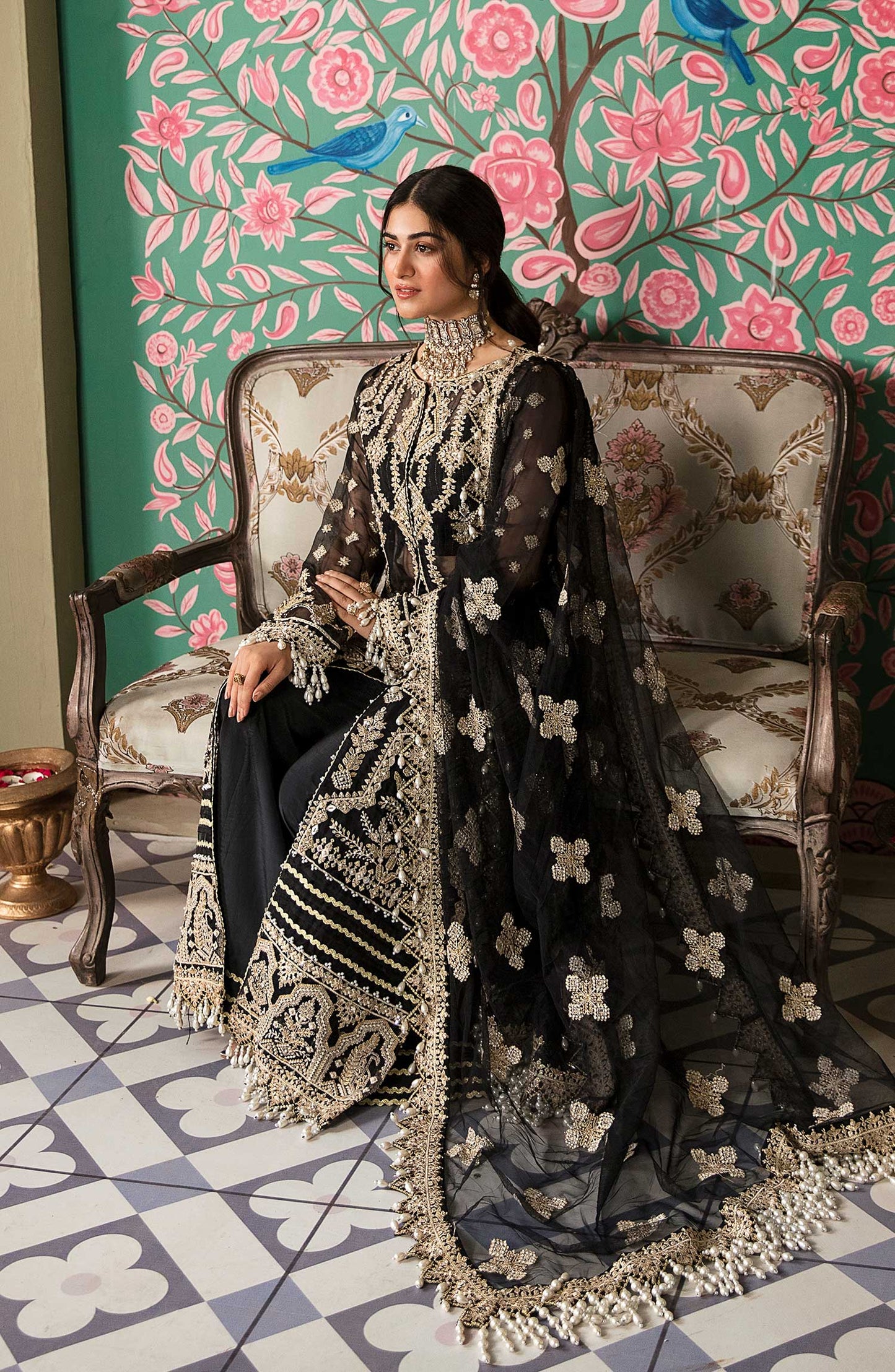 Zarin by Eleshia Unstitched Embroidered Organza 3Pc Suit - KABEERA