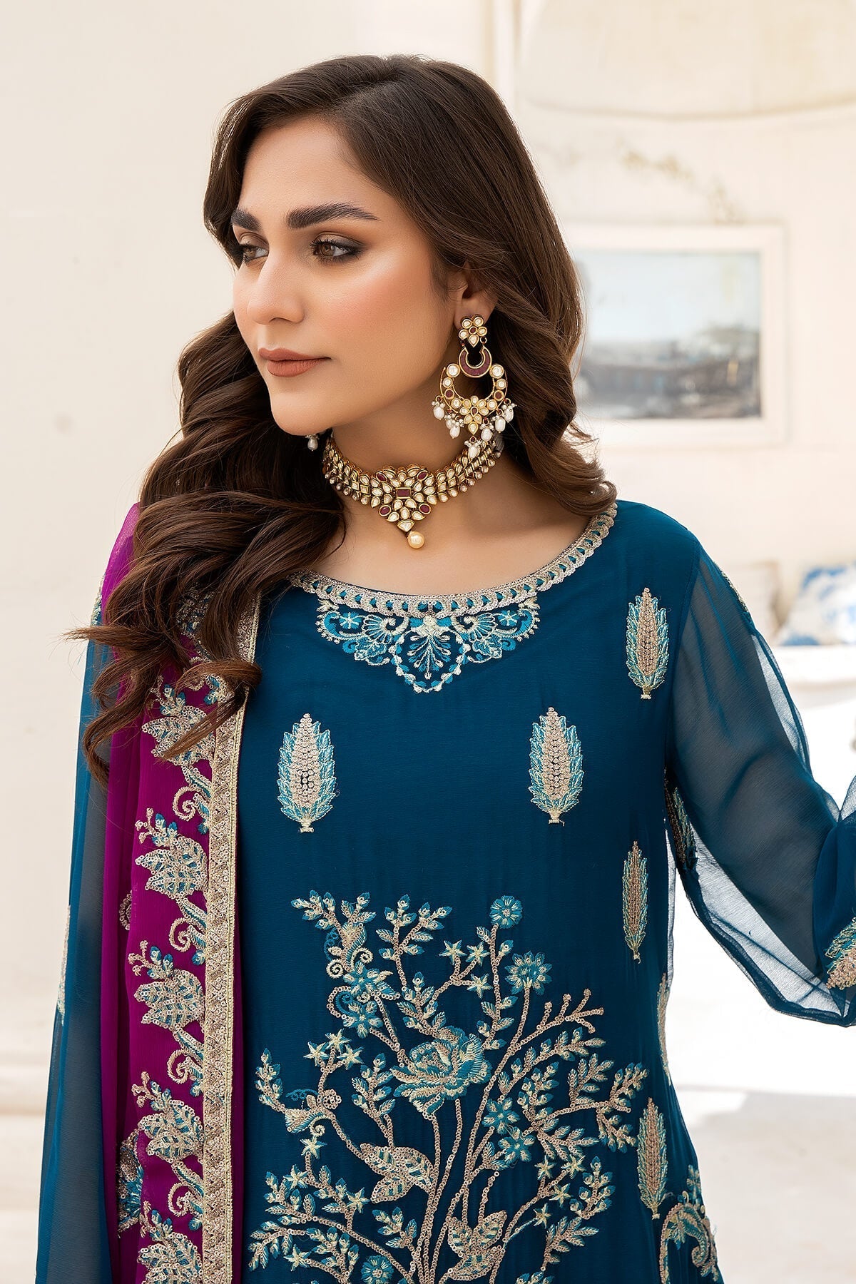 Naqsh Majestic By Imrozia Premium Chiffon 3Pc Suit M-52 Martha