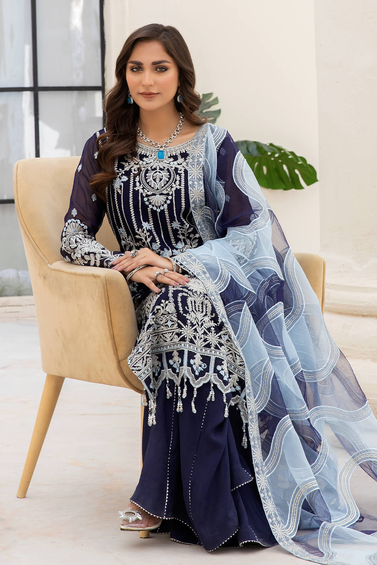 Naqsh Majestic By Imrozia Premium Chiffon 3Pc Suit M-54 Zoe