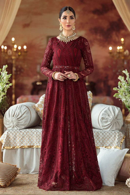 Motifz-2776-MAROON EMBROIDERED SILK NET FABRIC