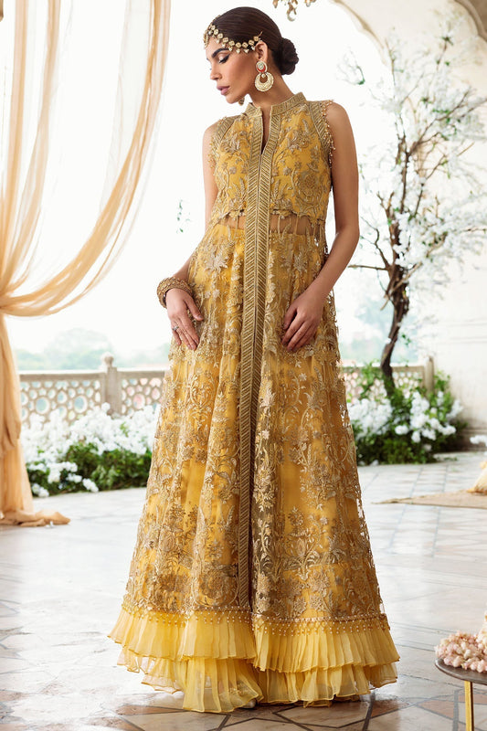 Motifz-2780-YELLOW EMBROIDERED SILK NET FABRIC