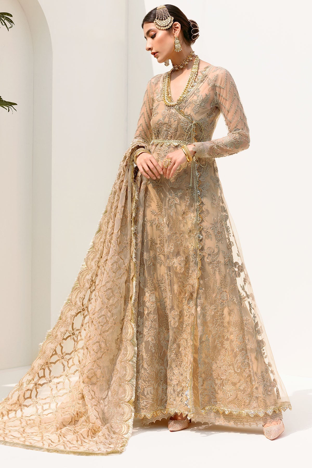 Motifz-3192-SOFT-GOLD EMBROIDERED SILK NET