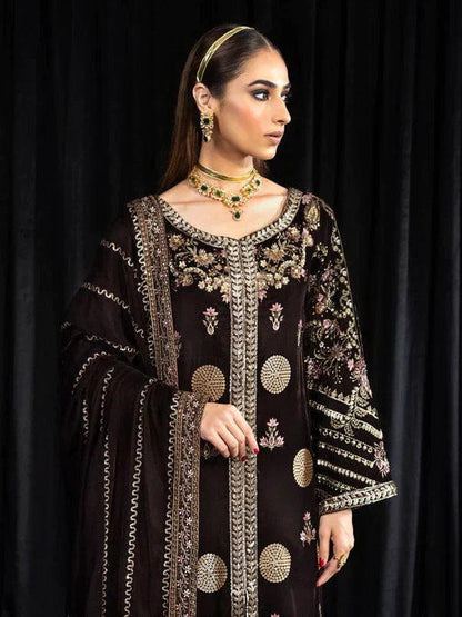 NUREH Maya Embroidered 3Pc Suit NS-103 MOORE - House Of Anaya