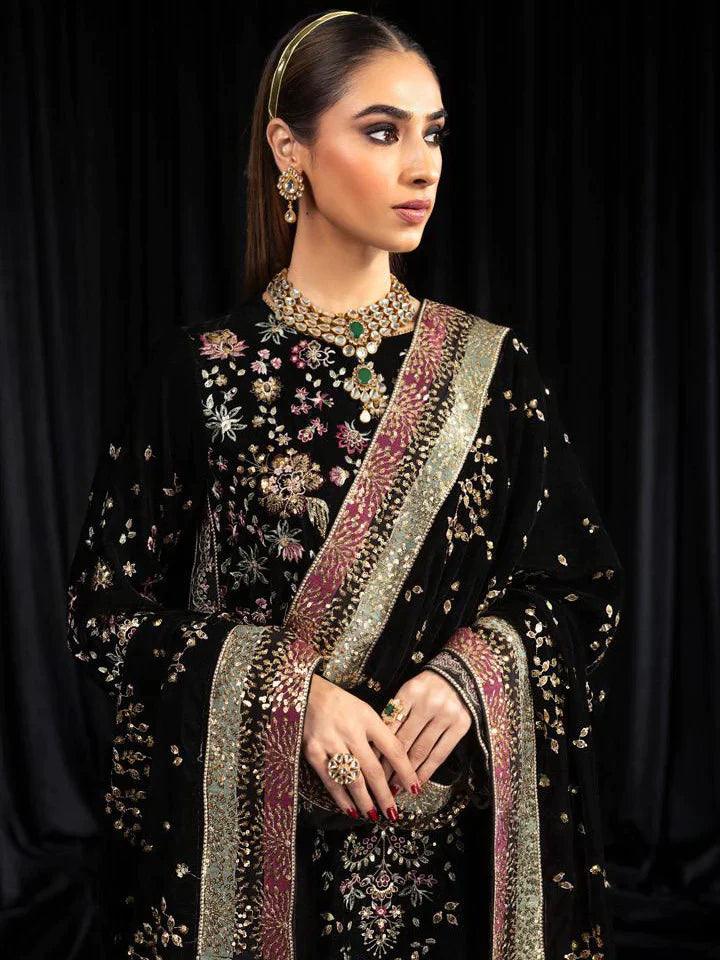 NUREH Maya Embroidered Velvet 3Pc Suit NS-104 KIYARA - House Of Anaya