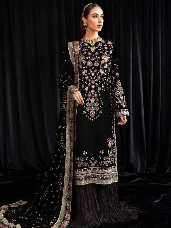 NUREH Maya Embroidered Velvet 3Pc Suit NS-104 KIYARA - House Of Anaya