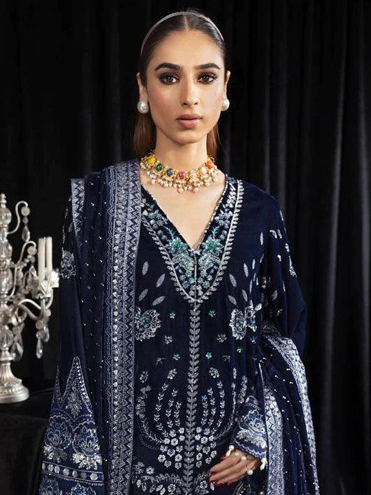 NUREH Maya Embroidered Velvet 3Pc Suit NS-105 SAFEENA - House Of Anaya