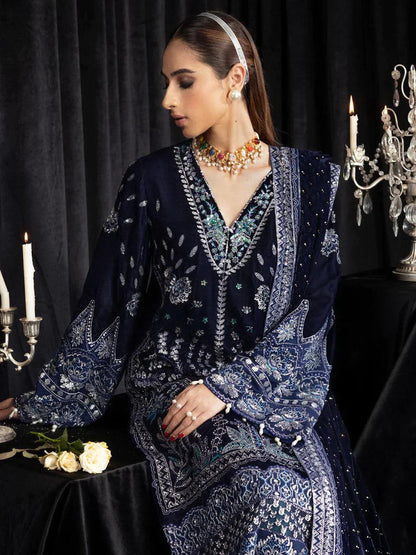 NUREH Maya Embroidered Velvet 3Pc Suit NS-105 SAFEENA - House Of Anaya