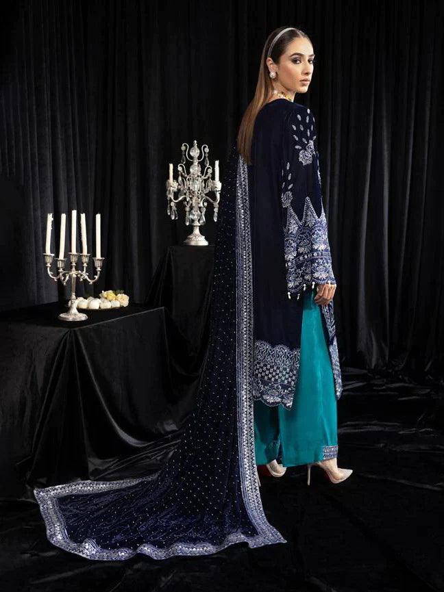 NUREH Maya Embroidered Velvet 3Pc Suit NS-105 SAFEENA - House Of Anaya