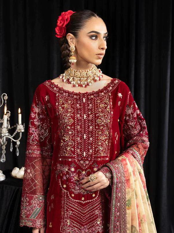 NUREH Maya Embroidered Velvet 3Pc Suit NS-106 ELISA - House Of Anaya