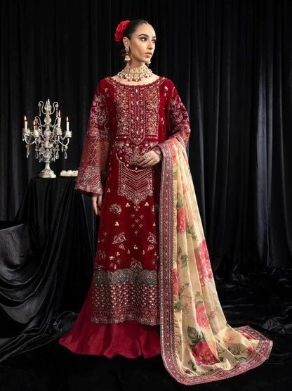 NUREH Maya Embroidered Velvet 3Pc Suit NS-106 ELISA - House Of Anaya