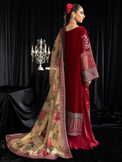 NUREH Maya Embroidered Velvet 3Pc Suit NS-106 ELISA - House Of Anaya