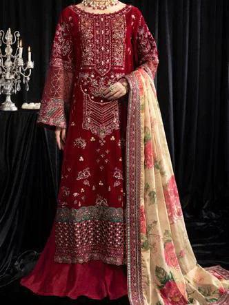 NUREH Maya Embroidered Velvet 3Pc Suit NS-106 ELISA - House Of Anaya