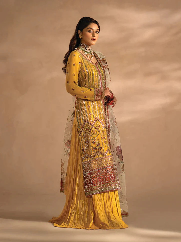 Nayab by Myeesha Embroidered Chiffon Unstitched 3Pc Suit MF23-05 Pukhraaj