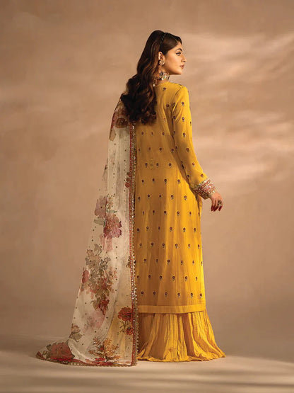 Nayab by Myeesha Embroidered Chiffon Unstitched 3Pc Suit MF23-05 Pukhraaj