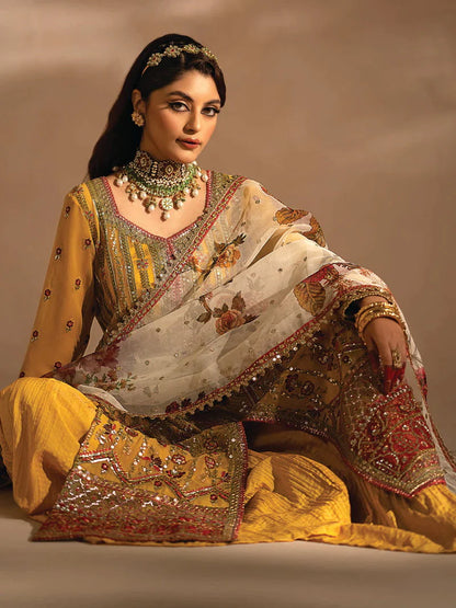 Nayab by Myeesha Embroidered Chiffon Unstitched 3Pc Suit MF23-05 Pukhraaj