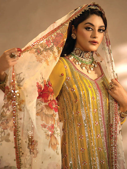 Nayab by Myeesha Embroidered Chiffon Unstitched 3Pc Suit MF23-05 Pukhraaj