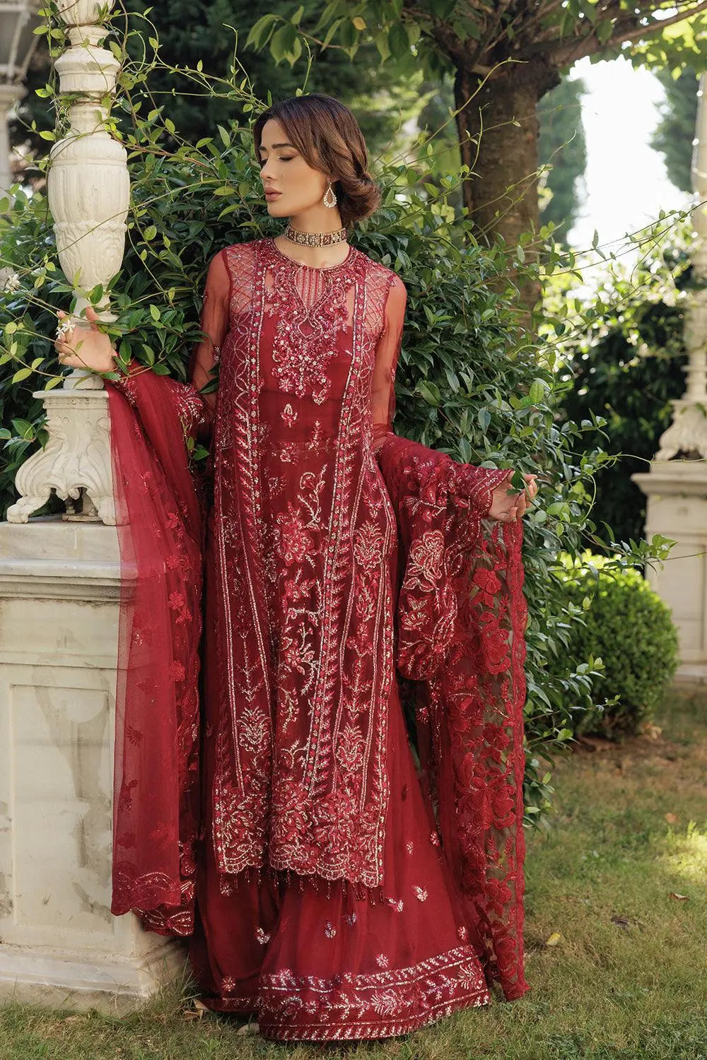 Lumiere By Saira Rizwan Embroidered Net 3Pc Suit SR-06 - House Of Anaya