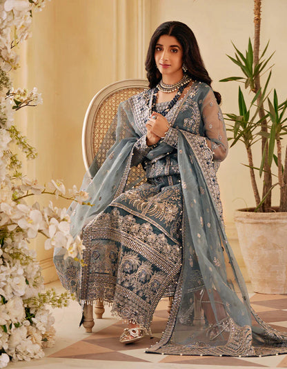 SIFA Sajli Festive Formal Embroidered 3Pc Suit S03 - ICE SAGE