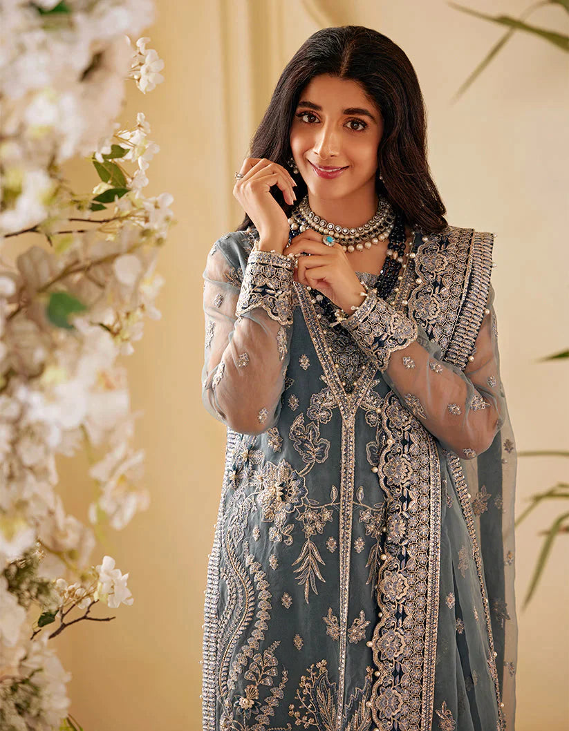 SIFA Sajli Festive Formal Embroidered 3Pc Suit S03 - ICE SAGE