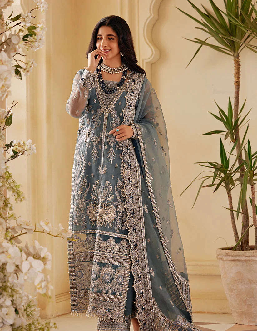 SIFA Sajli Festive Formal Embroidered 3Pc Suit S03 - ICE SAGE