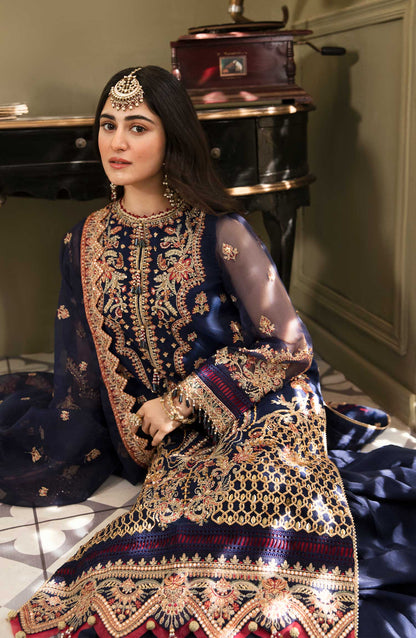 Zarin by Eleshia Embroidered Organza 3Pc Suit - SAARYA