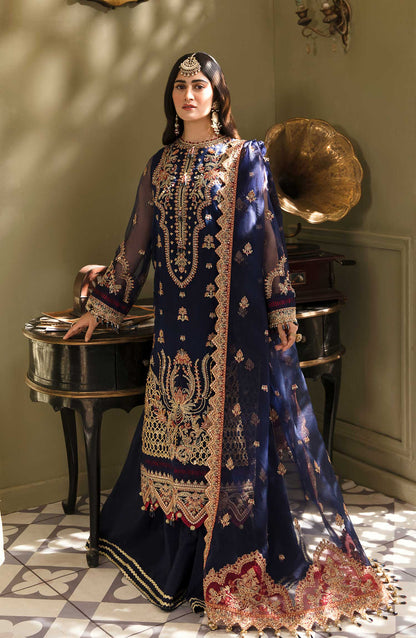 Zarin by Eleshia Embroidered Organza 3Pc Suit - SAARYA