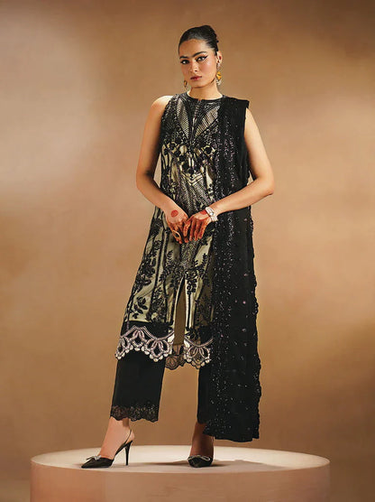 Nayab by Myeesha Embroidered Net Unstitched 3Pc Suit MF23-06 Siyaah