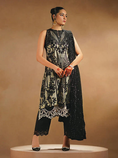 Nayab by Myeesha Embroidered Net Unstitched 3Pc Suit MF23-06 Siyaah