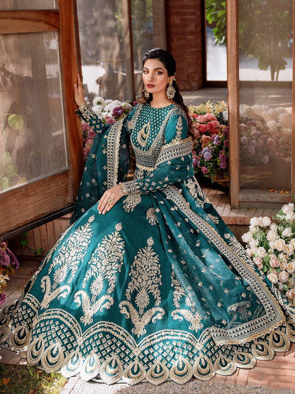 Akbar Aslam Mastani Embroidered Raw Silk 3Pc Suit - JAHANARA