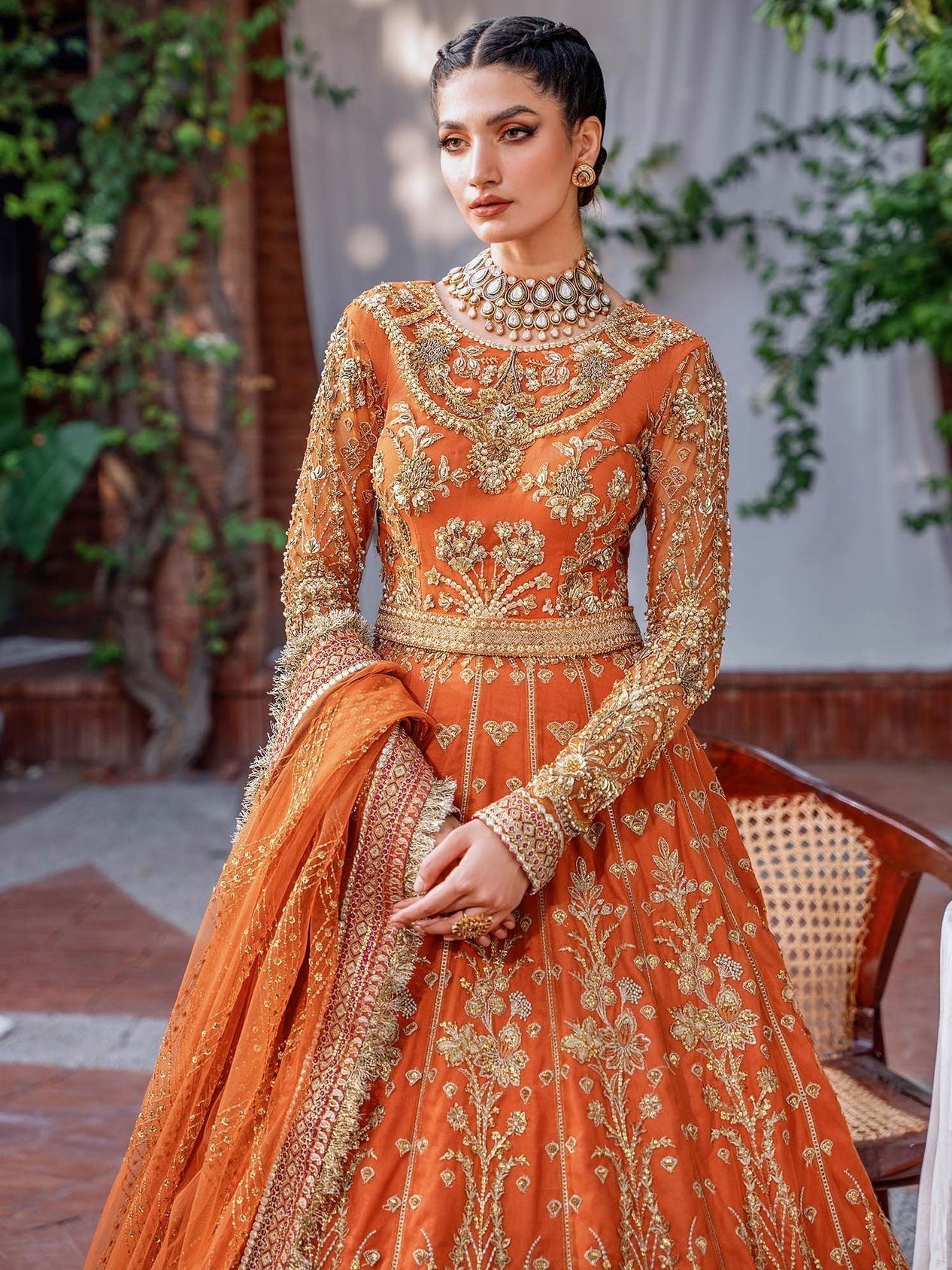 Akbar Aslam Mastani Embroidered Net 3Pc Suit - MAHJABEEN