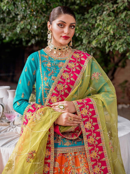 Akbar Aslam Mastani Embroidered Raw Silk 3Pc Suit - MAAHRU