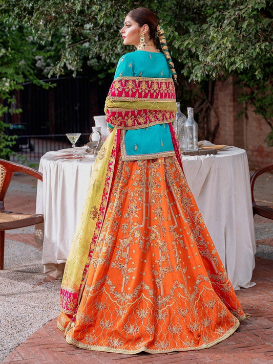 Akbar Aslam Mastani Embroidered Raw Silk 3Pc Suit - MAAHRU