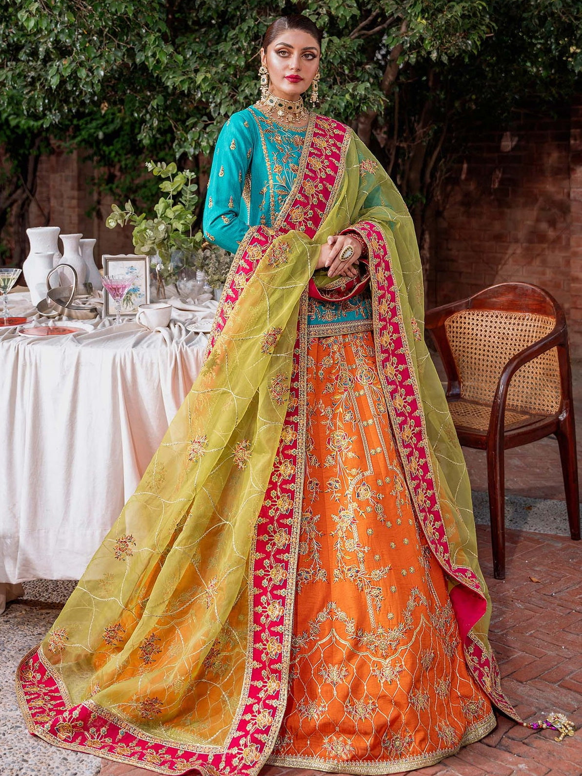 Akbar Aslam Mastani Embroidered Raw Silk 3Pc Suit - MAAHRU