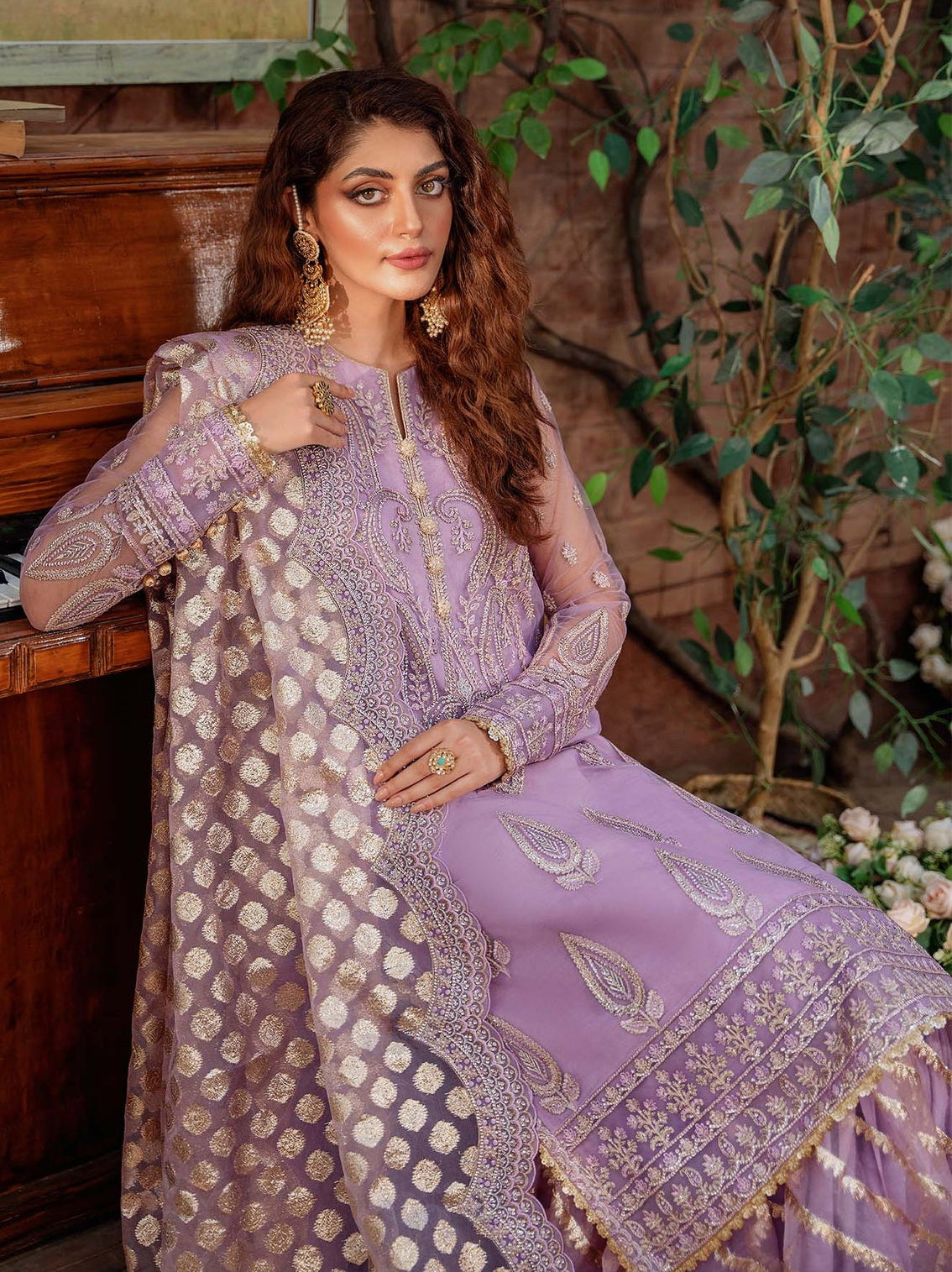 Akbar Aslam Mastani Embroidered Net 3Pc Suit - RANIYA