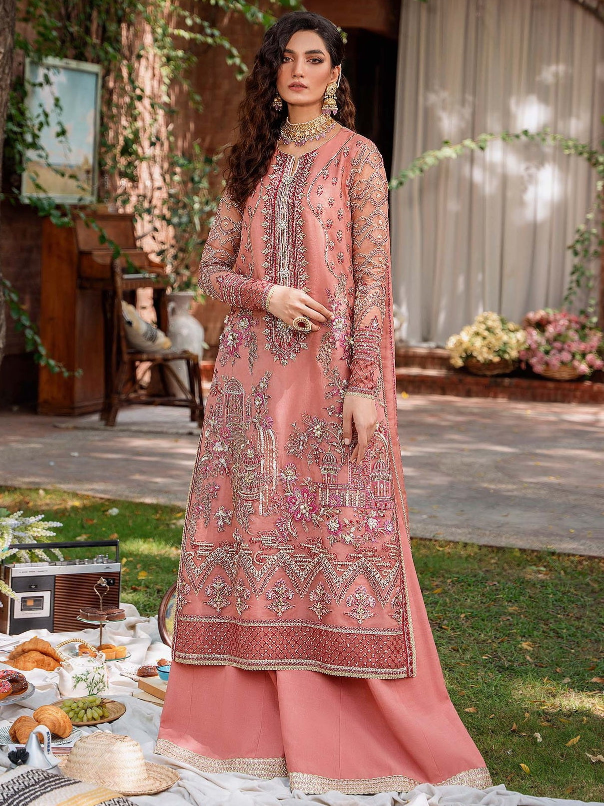 Akbar Aslam Mastani Embroidered Organza 3Pc Suit - MEHRBANO