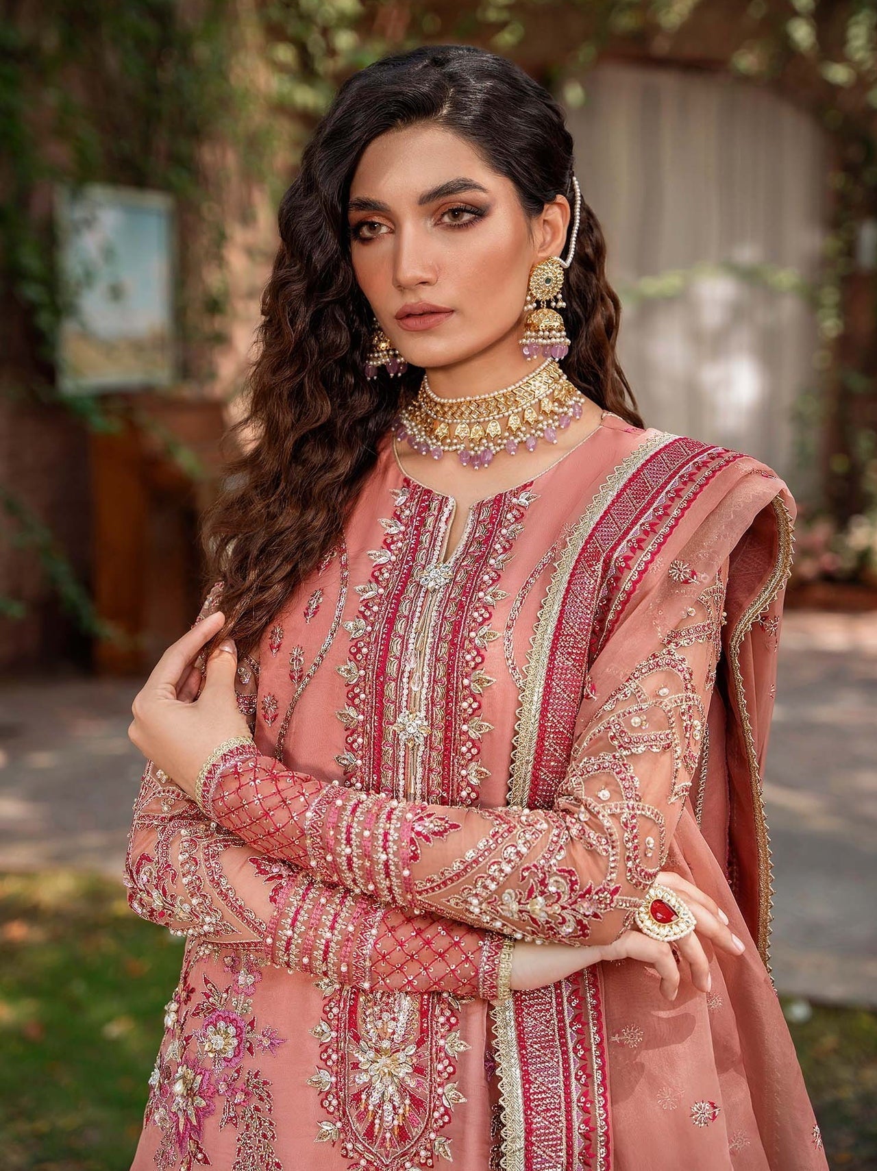 Akbar Aslam Mastani Embroidered Organza 3Pc Suit - MEHRBANO