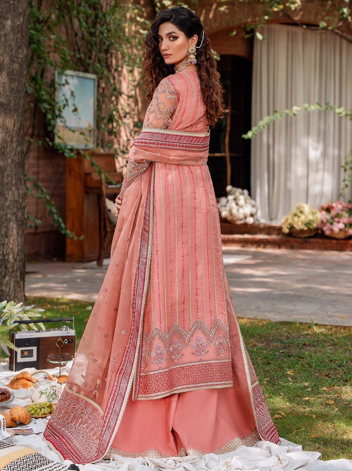 Akbar Aslam Mastani Embroidered Organza 3Pc Suit - MEHRBANO