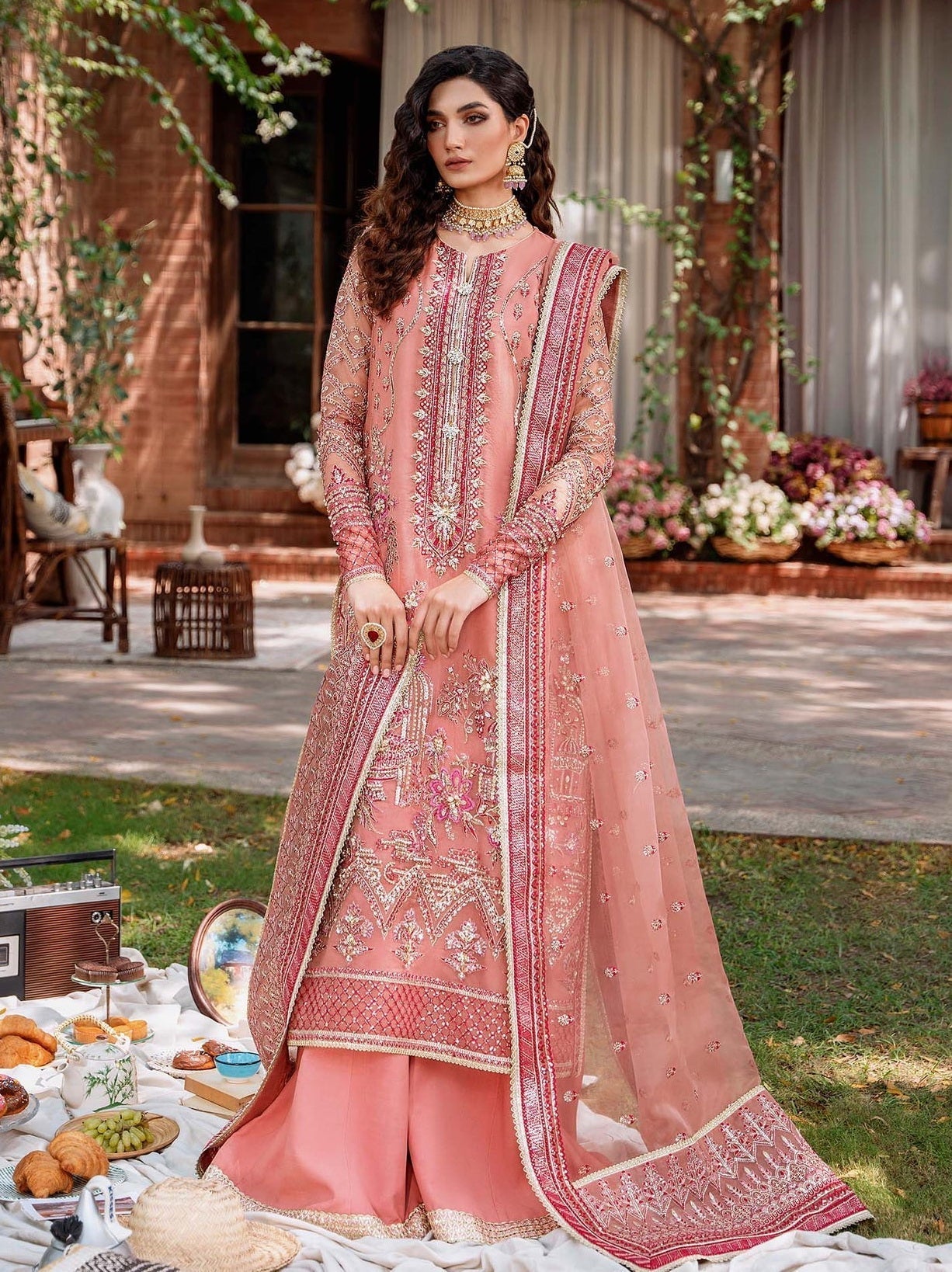 Akbar Aslam Mastani Embroidered Organza 3Pc Suit - MEHRBANO