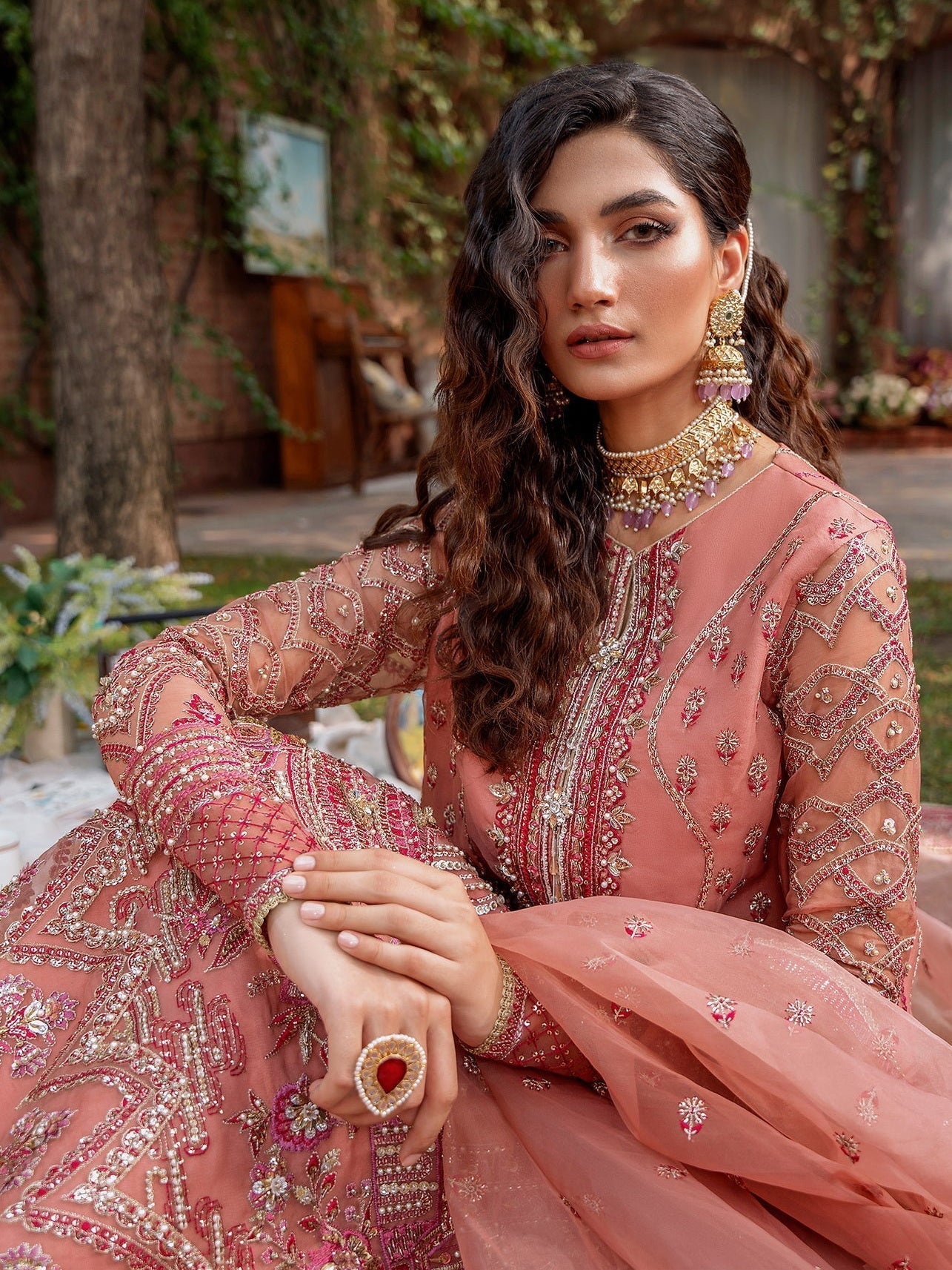 Akbar Aslam Mastani Embroidered Organza 3Pc Suit - MEHRBANO