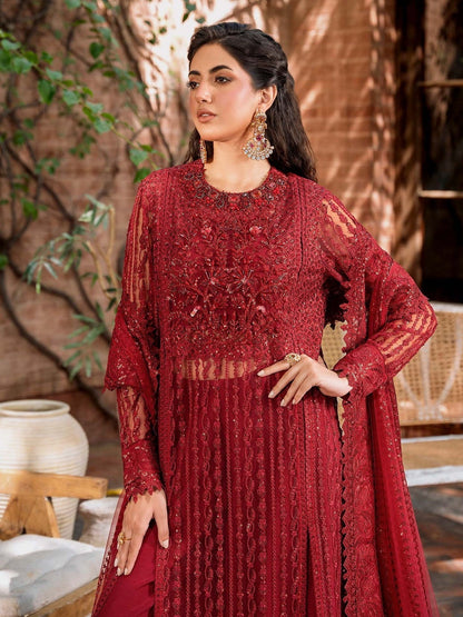 Akbar Aslam Mastani Embroidered Net 3Pc Suit - GUL MOHR