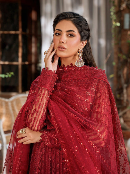 Akbar Aslam Mastani Embroidered Net 3Pc Suit - GUL MOHR