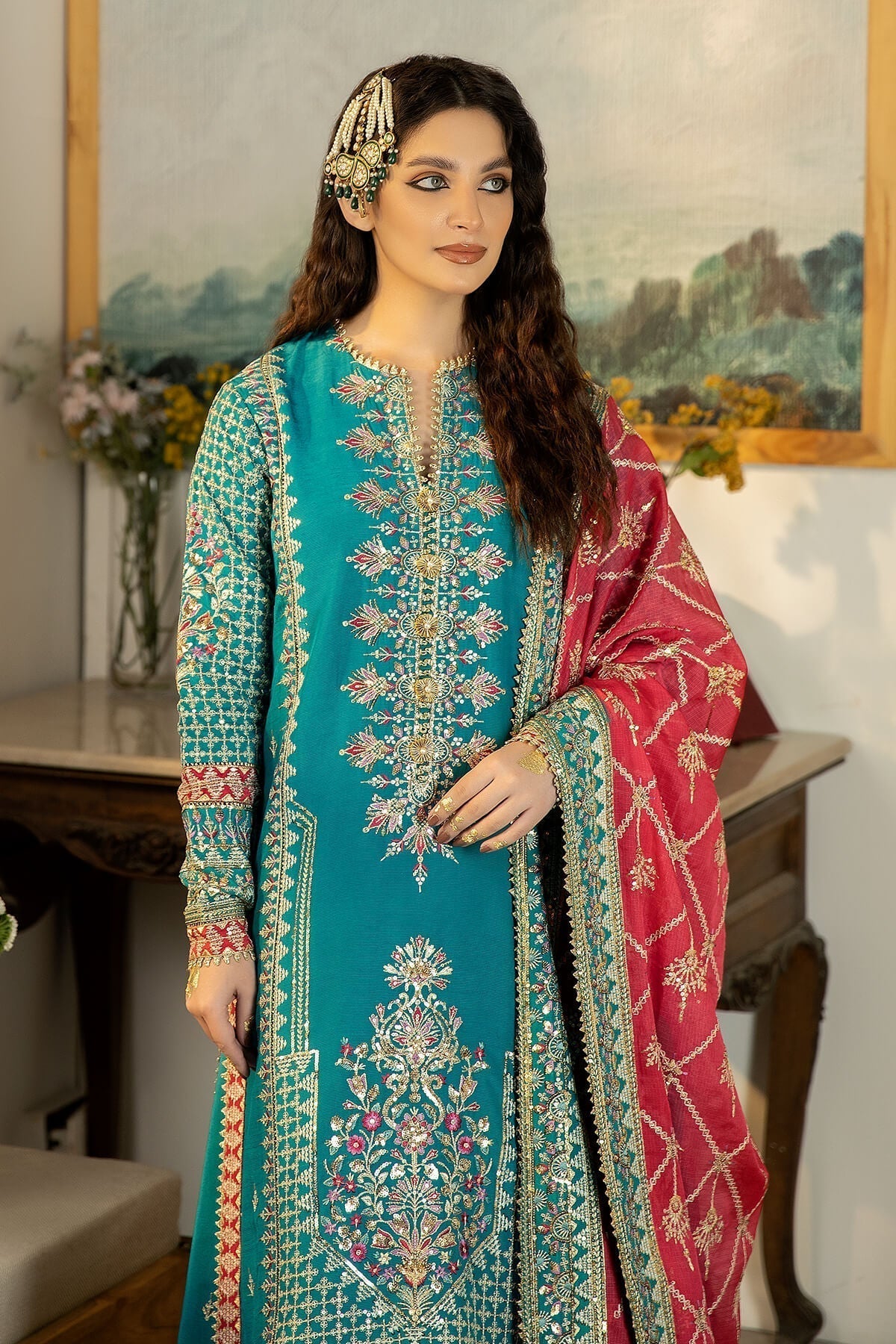 Jahaa'n Ara by Serene Embroidered Raw Silk Suit SRS-03