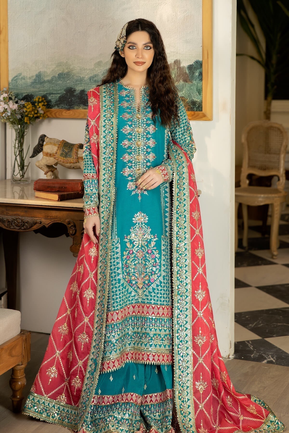 Jahaa'n Ara by Serene Embroidered Raw Silk Suit SRS-03